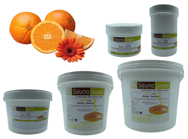 Wellness-Peeling-Honig mit naturreinem ätherischem Orangenöl